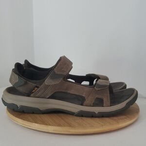 Teva Langdon Hiking Sandal Mens 14 Walnut Brown Leather Comfort Shoe NWOT